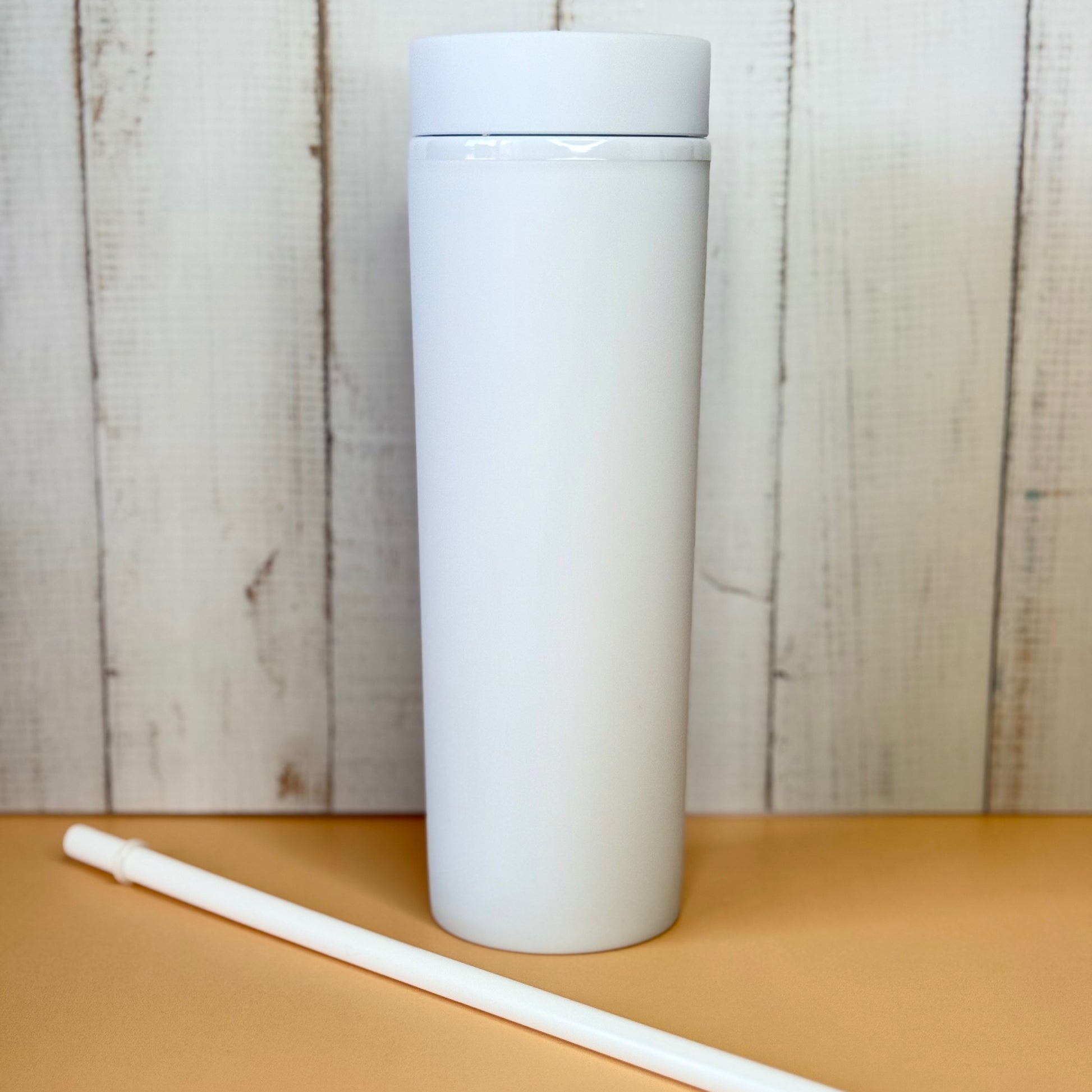 Soft white matte tumbler with lid and straw 16oz insulated tumbler
