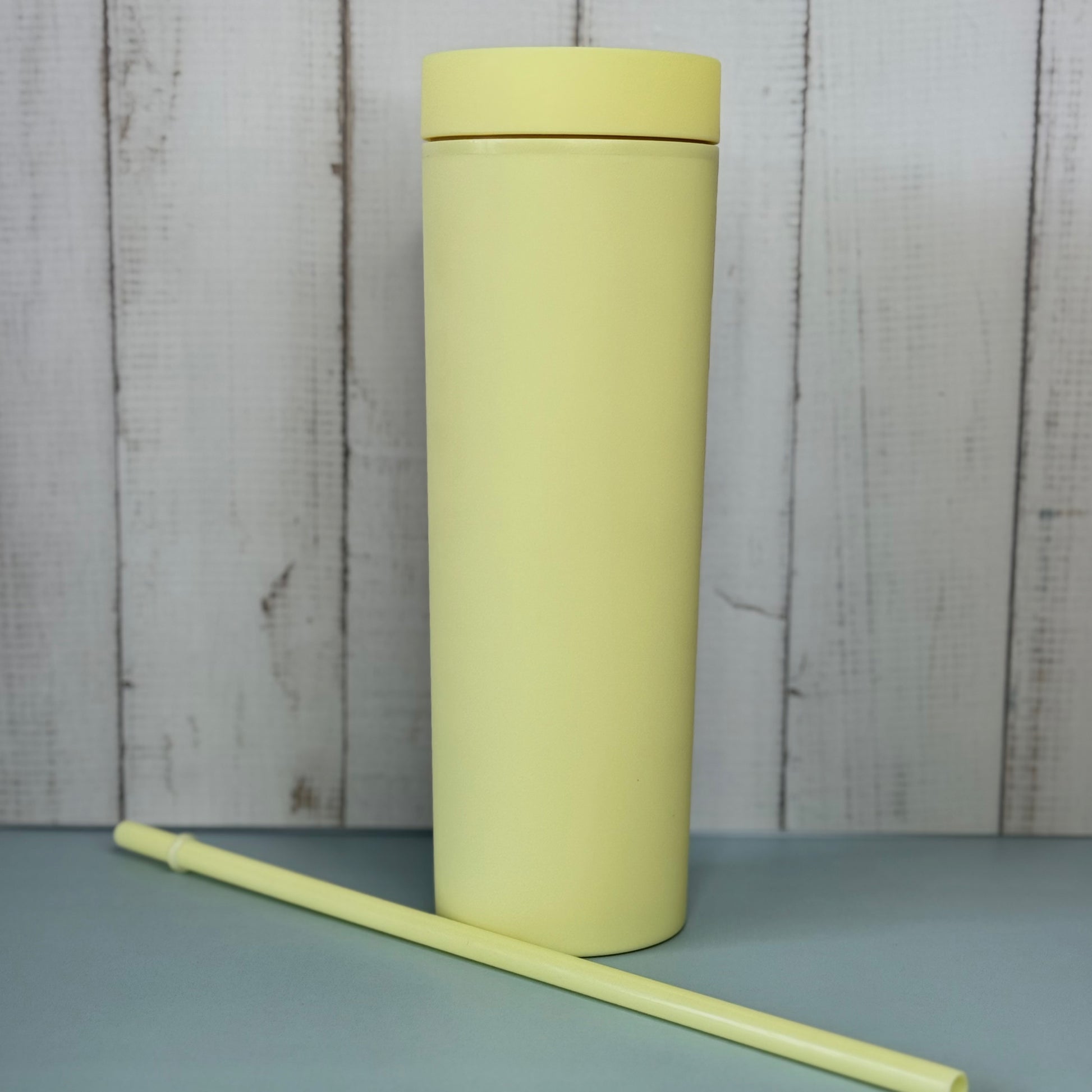 Cute yellow insulated tumbler with straw 
