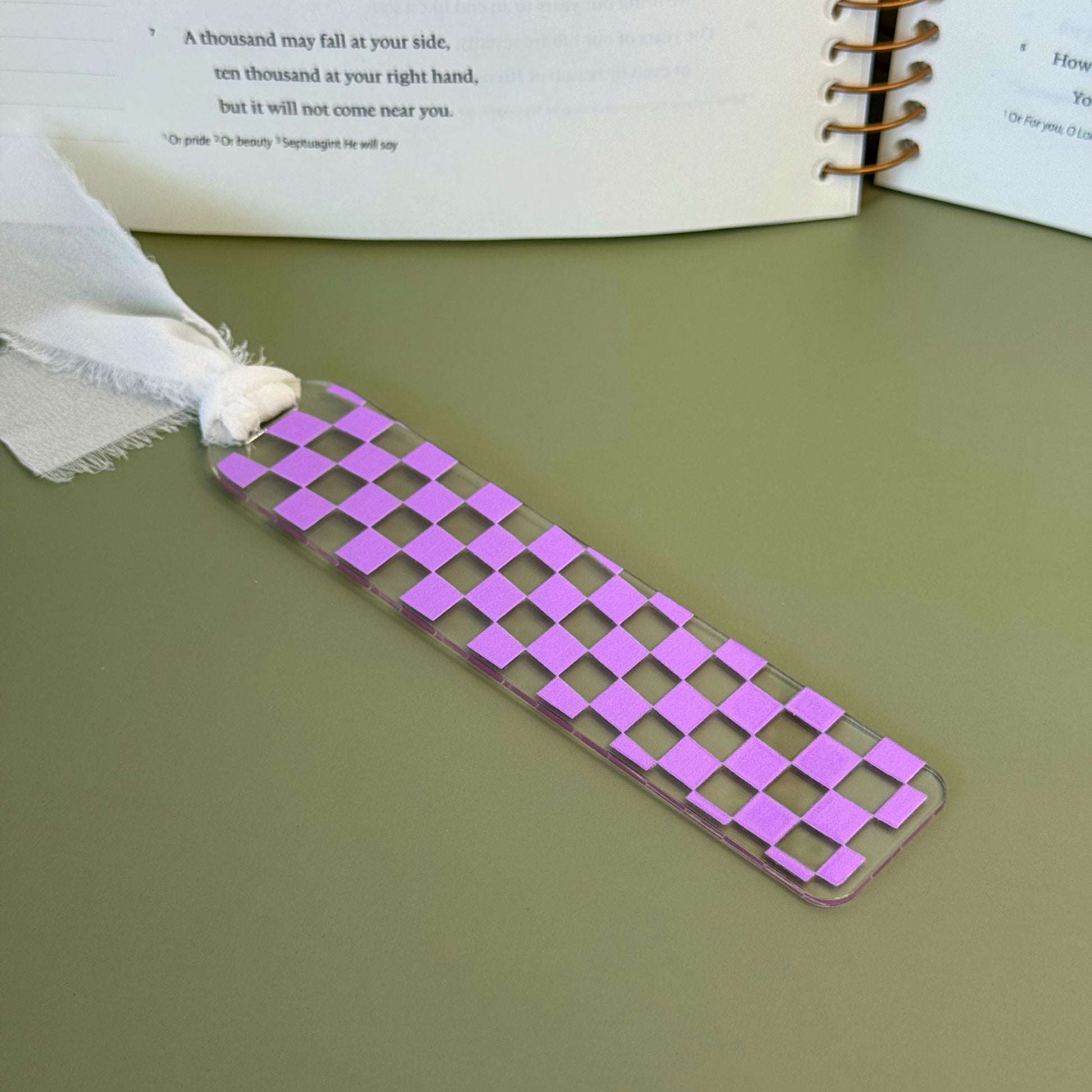 Lavender checkered bookmark for bookish girlies