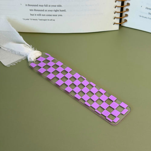 Lavender checkered bookmark for bookish girlies