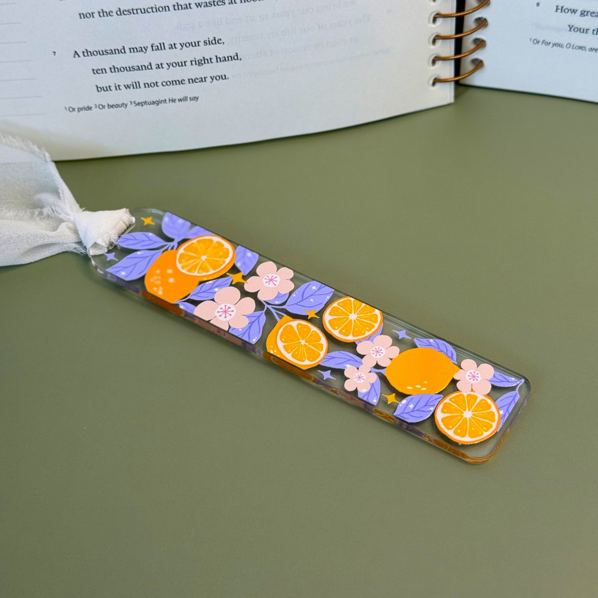 Periwinkle and lemons acrylic bookmark