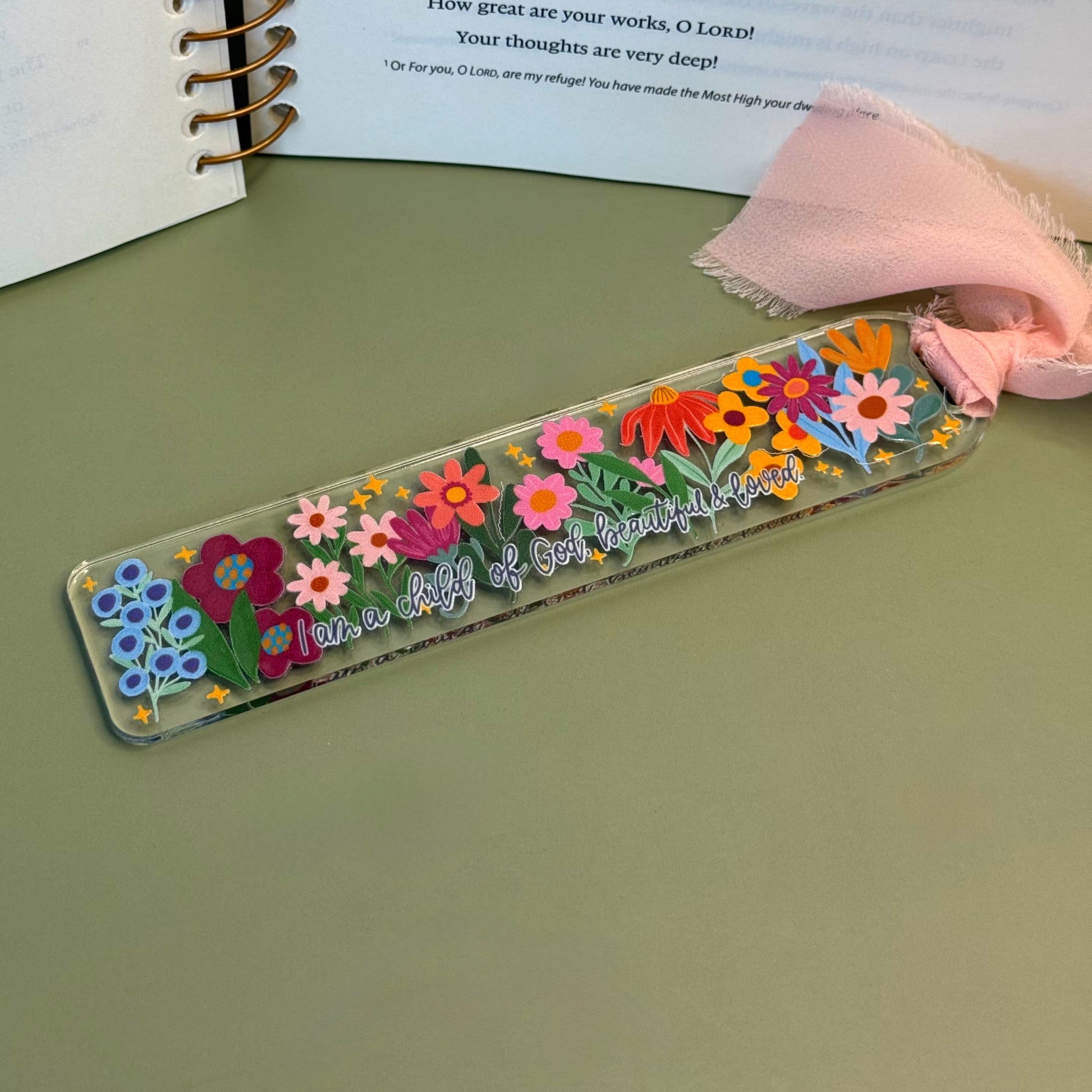 I am a child of God bookmark with flowers
