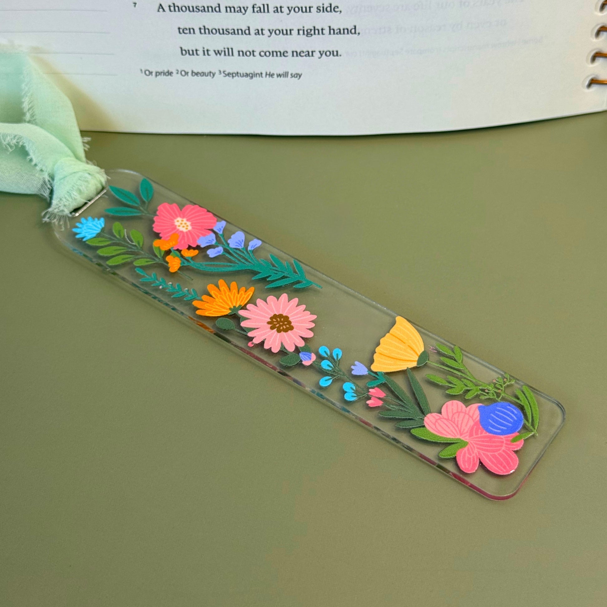 Cute floral personalized initial bookmark 