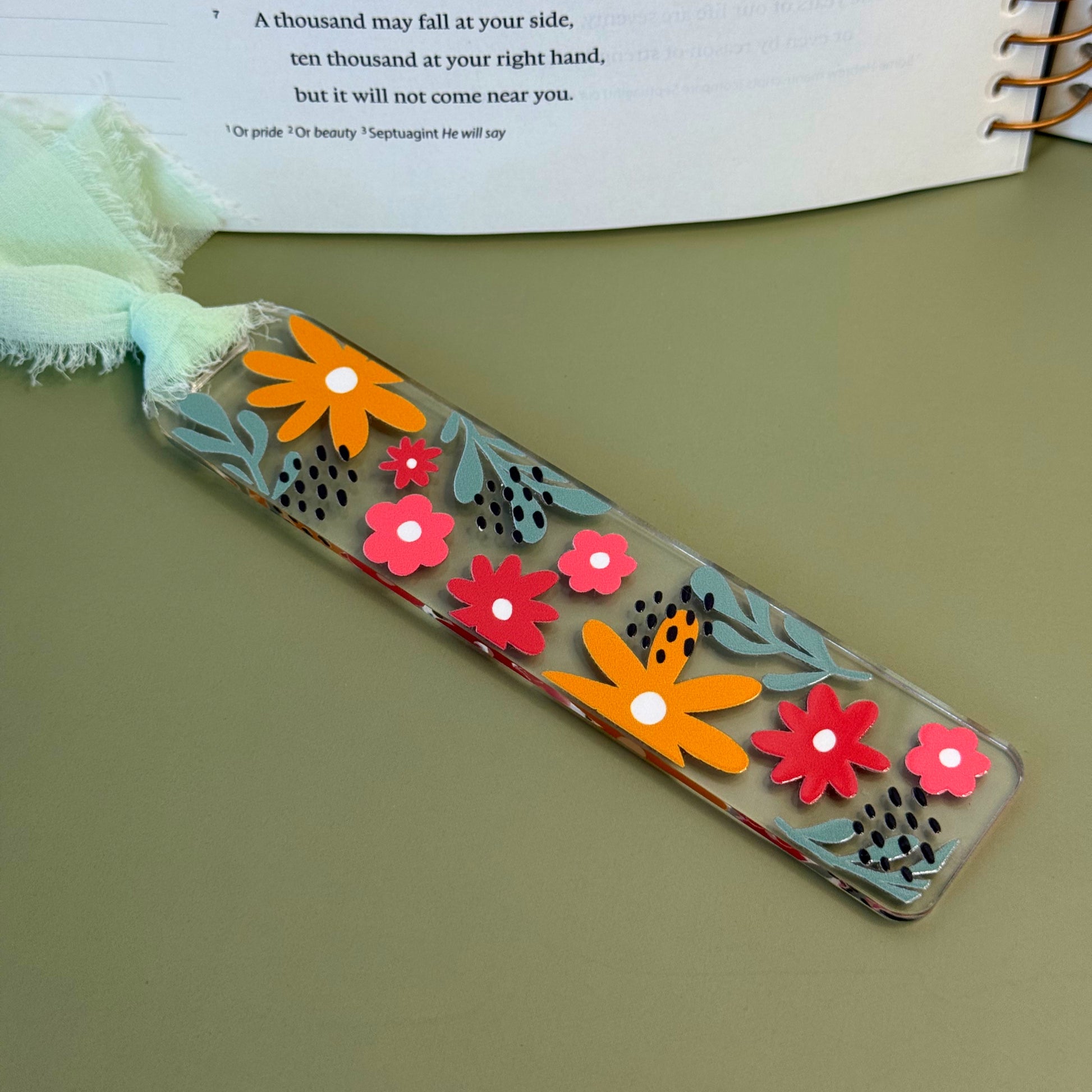 Girly floral acrylic bookmark