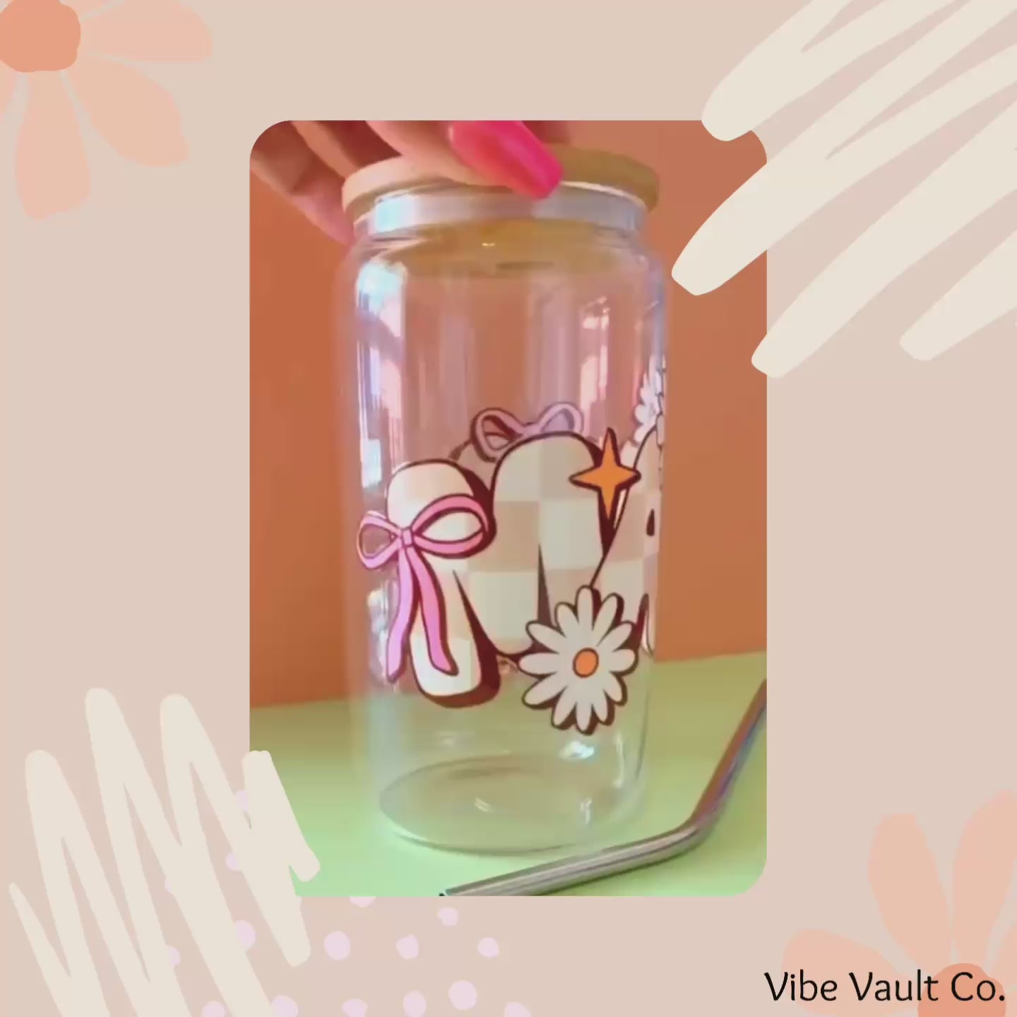 Coquette mama cold cup with straw and lid 